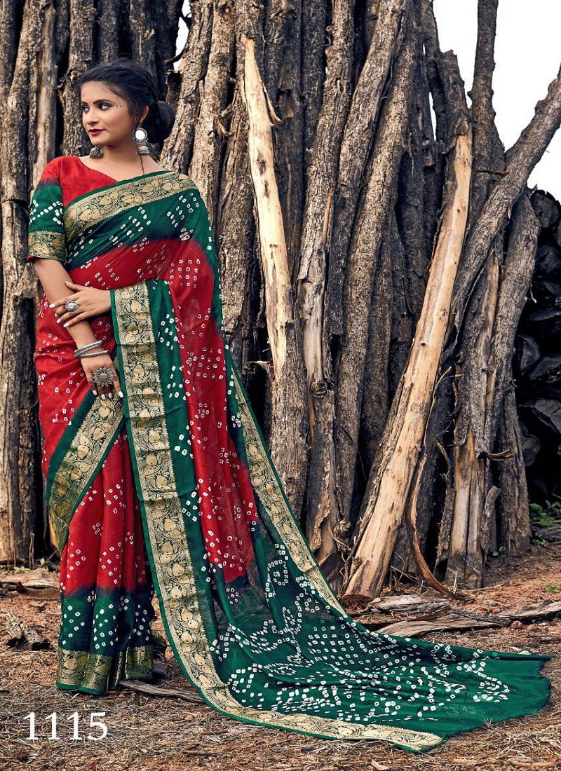 Silver Bandhej Latest Fancy Designer Festive Wear Saree Collection 